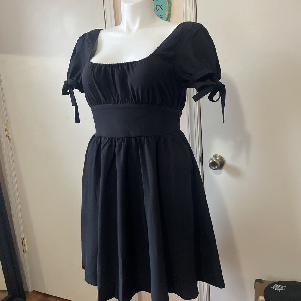 NWOT KILLSTAR Black Peasant Goth Knee-Length Short Sleeve Square Neck Large - Picture 2 of 12